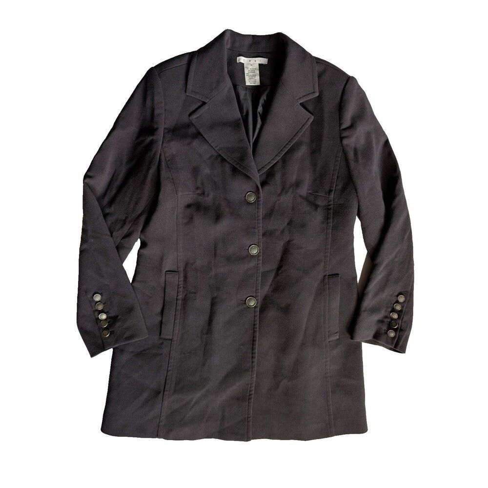 Cabi Style #384 Military Peacoat Blazer Longline Jacket Carbon Dark Gray Size 14